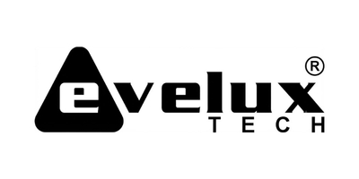 Evelux Tech logo with a black triangular icon and the word 'evelux' and 'TECH'.