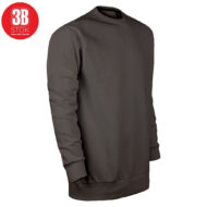 Dark gray crewneck sweatshirt with ribbed cuffs and hem, shown against white, featuring a red circular 3B Stok logo in the corner