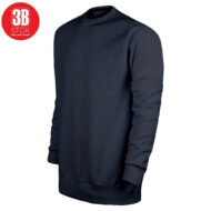 Navy blue crew-neck sweatshirt with ribbed cuffs and hem, shown on a neutral background.