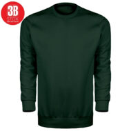 Dark green crewneck sweatshirt with long sleeves and ribbed cuffs, shown from the front.