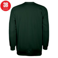Dark green long-sleeve crewneck sweatshirt shown from the back, with a red 3B STOK logo in the top-left corner