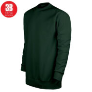 Dark green crewneck sweatshirt with ribbed cuffs and hem, shown from a three-quarter angle on white background.