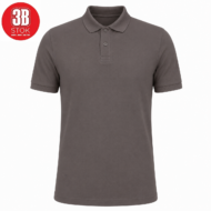 Brown polo shirt with short sleeves and button placket on a white background, featuring a red circular 3B STOk logo in the top-left corner.