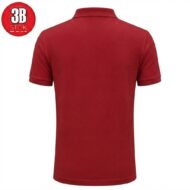 Red polo shirt shown from the back with short sleeves; small circular red logo reading '3B STOK' in the top-left corner