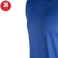 Blue sleeveless athletic shirt shown on white background with a red circular 3B Stok logo in the top-left corner, cropped at the chest area.