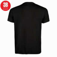 Black short-sleeve T-shirt viewed from the back with a red 3B Stok logo watermark in the top-left corner (brand mark in image).