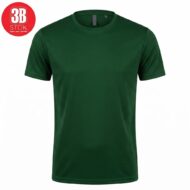 Green short-sleeve crew-neck T-shirt on white background with a red 3B Stok logo in the top-left corner.