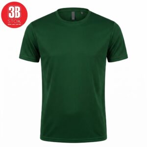Green short-sleeve crew-neck T-shirt on white background with a red 3B Stok logo in the top-left corner.