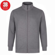 Gray perforated zip-up jacket with stand collar, full front zipper; logo in upper-left corner reads '3B STOk' (red circle).