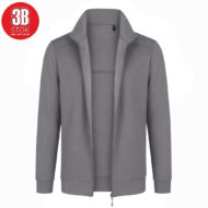 Gray zip-up jacket with perforated panels, ribbed cuffs, and front zipper, shown on a white background with a red 3B Stok logo in the top-left corner.