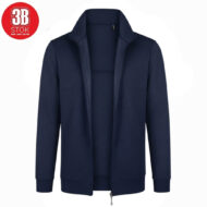 Navy blue zip-up jacket with mesh panels on the front, shown from the front with a standing collar.