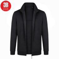 Black zip-front bomber jacket with mesh panels and ribbed cuffs, shown from the front, on a white background (brand watermark top-left).