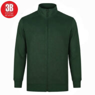 Dark green zip-up jacket with perforated front panels, ribbed cuffs and hem, displayed on white background with a red circular logo in the top-left corner.