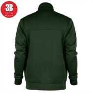 Back view of a dark green bomber jacket on a white background, with a red circular logo reading '3B STOK' in the top-left corner.