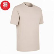 Beige crew-neck short-sleeve T-shirt on a white background.