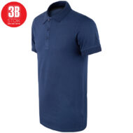 Navy polo shirt with collar, short sleeves, and a three-button placket. Watermark: red circular 3B STOk logo in the top-left corner.