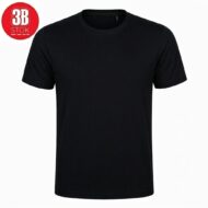 Black crew-neck short-sleeve T-shirt on white background (plain, no visible print)
