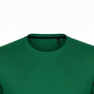 Green crew-neck T-shirt viewed from the front.
