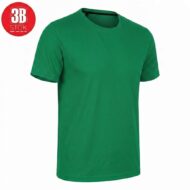 Green short-sleeve T-shirt on white background with a red 3B stock logo in the top-left corner.