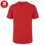 Back view of a plain red short-sleeve T-shirt on a white background, with no visible graphics on the shirt itself.|