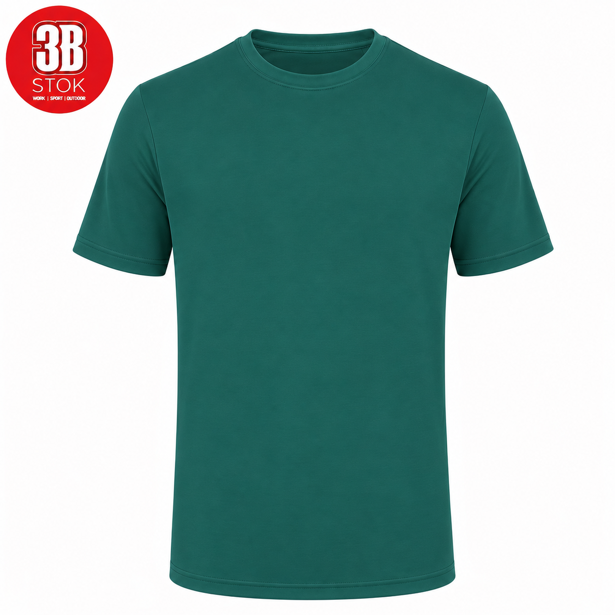 3B SOFT-TECH T-SHIRT YEŞİL (1) Teal short-sleeve crew-neck T-shirt on a white background, plain front.
