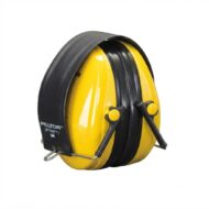 Yellow Peltor Optime I hearing protection earmuffs with black headband (3M).