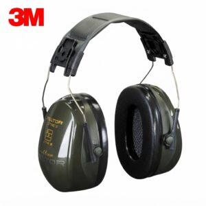 3M Peltor Optime III earmuff-style hearing protection with olive green cups and padded headband