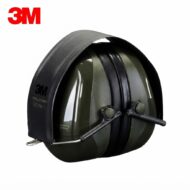 3M Peltor Optime I earmuff-style hearing protection headset (olive green) with headband and metal connectors on white background