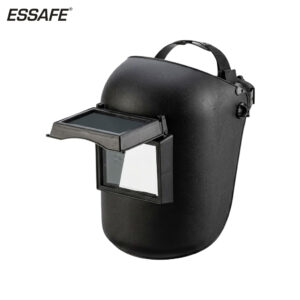 ESSAFE welding helmet with flip-down shaded visor and adjustable headband for eye protection during welding.