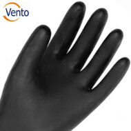 Close-up of a black textured glove with the Vento logo in the top-left corner.