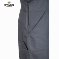 Grey workwear pants with a front zipper and side pocket, logo reading 'STARIS Workwear' in the top-left corner