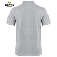 Back view of a light gray polo shirt with short sleeves; logo 'STARIS WORKWEAR' visible in the top left corner.