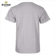 Back view of a plain light gray short-sleeve T-shirt; Staris Workwear logo appears in the top-left corner.