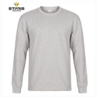 Grey long-sleeve crewneck shirt on a white background (Staris Workwear product image).