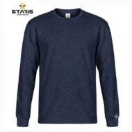 Navy blue long-sleeve crewneck shirt from Staris Workwear on a white background; plain front with Staris logo in the upper left.