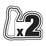 Monochrome icon displaying the size label “1x2” in bold with layered outline shapes behind it