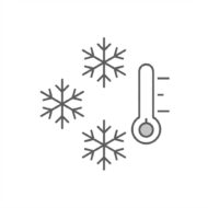 Three snowflakes around a thermometer, indicating cold temperatures.