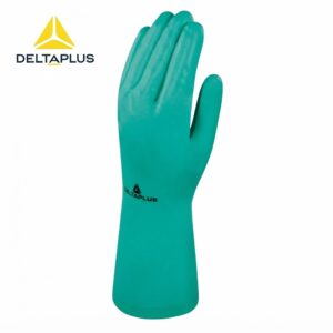 Teal Delta Plus protective glove with long cuff, brand logo visible against a white background.