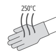 Warning: hand touching a hot surface at 250°C; do not touch or keep away from heat.