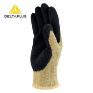 Deltaplus work glove with black palm and fingers and tan knitted cuff
