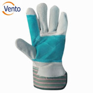 Teal and gray work glove with reinforced stitching; Vento logo in the top-left corner.