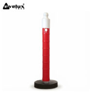 Red segmented post with a white rounded cap atop a black circular base, against a white background; Evelux Tech branding visible in the top-left corner.