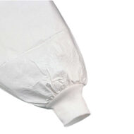 Close-up of a white bomber jacket sleeve with an elastic cuff