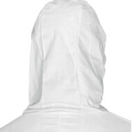 Back view of a plain white hooded jacket