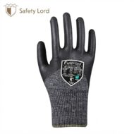 Black protective work glove with textured palm, showing a 'FullFlex' label on the back and Safety Lord logo in the top-left corner.