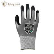 Grey protective work glove with black-coated fingertips and a FullFlex Double badge on the back of the hand.