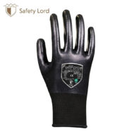 Black protective safety glove with wrist cuff and FullForce label on palm