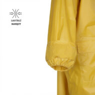 Yellow raincoat sleeve with an elastic cuff, shown against a white background with the text 'Lastikli Manşet' nearby.