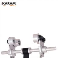 KARAM Safety logo in the top-left corner with a metal clamp-and-roller Bar assembly at the bottom.