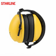 Bright yellow over-ear earmuffs with a black padded headband for hearing protection (Starline)
